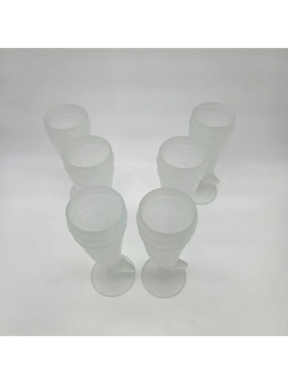 Set of 6 Vintage Indiana Tiara Frosted Glass Powder Horn Pilsner Beer Glasses